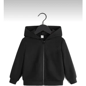 Unisex Çocuk Siyah Fermuarlı Hırka