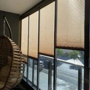 Plise Perde (Kolay Yapışkanlı Montaj) Katlanabilir Cam Balkon Perdesi -Ofis-Ev Perdesi