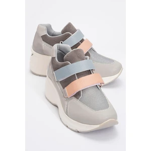 Berge Buz Multi Kadın Cırtlı Dolgu Taban Spor Sneakers