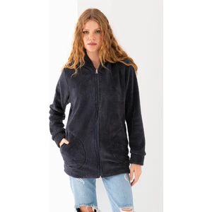 Etkimod Kadın Siyah Kapüşonlu Peluş Ceket