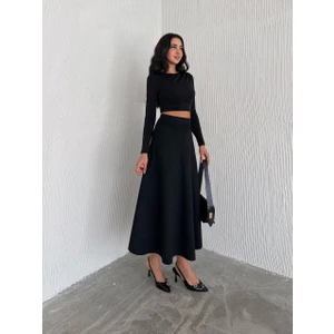 Ozy Fashion Kadın Kışlık Süet Kloş Etek UZSÜ007