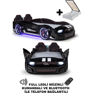 Bazalı Arabalı Yatak Kapıları Açılan Mustang Full Ledli Kumandalı ve Müzikli