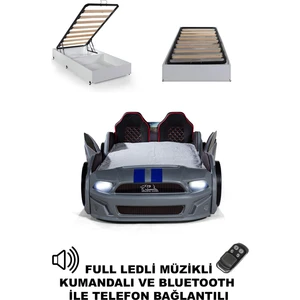 Bazalı Arabalı Yatak Kapıları Açılan Mustang Full Ledli Kumandalı ve Müzikli