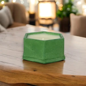Julzen Home Design Altıgen Beton Kutulu Sandal Ağacı Kokulu Doğal Soya Mumu