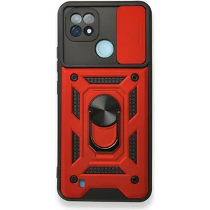 Realme C21 Ile Uyumlu Kılıf Kamera Korumalı Sürgülü Yüzüklü Standlı Tank