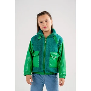 Kız Çocuk Derili Kürklü Mont G1004
