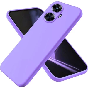 Realme C55 Uyumlu Silikon Kılıf - Kamera Korumalı Esnek Pastel Renk Kapak - Lila