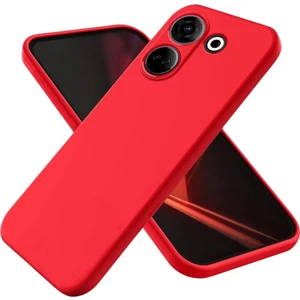 Tecno Camon 20 Uyumlu Silikon Kılıf - Kamera Korumalı Esnek Pastel Renk Kapak - Kırmızı