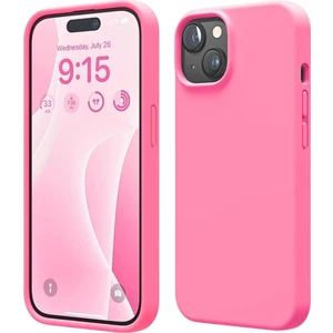Apple iPhone 15 Uyumlu Silikon Kılıf - Pastel Renk Tonu Esnek Tam Koruma Kapak - Pembe