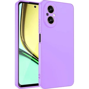 Realme C67 Uyumlu Silikon Kılıf - Kamera Korumalı Esnek Pastel Renk Kapak - Lila