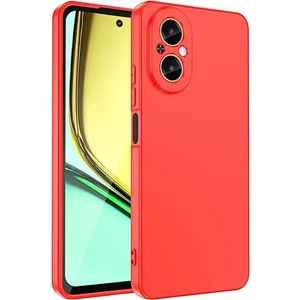 Realme 12 Lite Uyumlu Silikon Kılıf - Kamera Korumalı Esnek Pastel Renk Kapak - Kırmızı