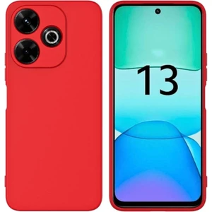 Redmi 13 Uyumlu Silikon Kılıf - Kamera Korumalı Esnek Pastel Renk Kapak - Kırmızı