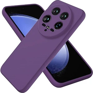 Xiaomi 14 Ultra Uyumlu Silikon Kılıf - Kamera Korumalı Esnek Pastel Renk Kapak - Mor