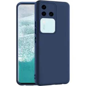 Vivo V30 Uyumlu Silikon Kılıf - Kamera Korumalı Esnek Pastel Renk Kapak - Lacivert