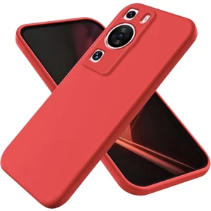 Huawei P60 Pro Uyumlu Silikon Kılıf - Kamera Korumalı Esnek Pastel Renk Kapak - Kırmızı
