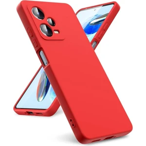 Redmi Note 12 5G Uyumlu Silikon Kılıf - Kamera Korumalı Esnek Pastel Renk Kapak - Kırmızı