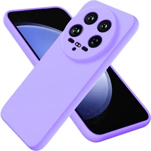 Xiaomi 14 Ultra Uyumlu Silikon Kılıf - Kamera Korumalı Esnek Pastel Renk Kapak - Lila