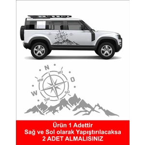 Sticker Usta Dağ ve Pusula 4x4 Offroad Kamp Sticker Araba Oto Motosiklet Karavan Etiket 02171