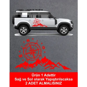 Sticker Usta Dağ ve Pusula 4x4 Offroad Kamp Sticker Araba Oto Motosiklet Karavan Etiket 02171