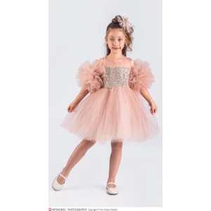 Perinin Dolabı Pon Pon Kollu Kız Çocuk Elbise