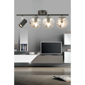 ESSLİGHT ALEN 4 LÜ SPOTLU PLAFONYER AVİZE (FÜME GLOB CAMLI) MODERN DEKORATİF AYDINLATMA