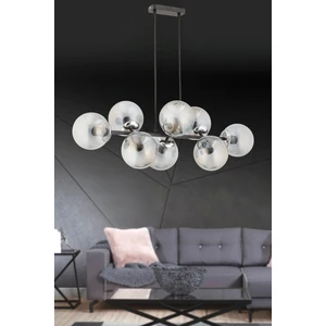 Miran 8 Li Modern Siyah Füme Glop Camlı Sıralı Avize