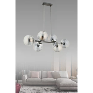 Miran 6 Lı Modern Siyah Füme Glop Camlı Sıralı Avize