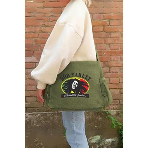  Bob Marley Baskılı Unisex Yeşil Postacı Çantası