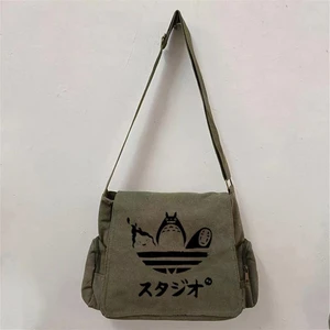Gossip Team  Totoro Friends Baskılı Unisex Yeşil Postacı Çantası
