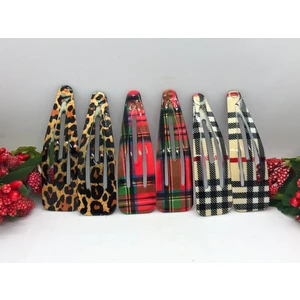 Çıtçıtlı Saç Tokası Seti 6'lı (Kırmızı Ekoseli-Krem Ekoseli-Leoparlı)
