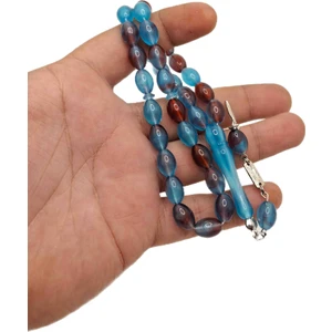 Han Ticarethane Mavi Kırmızı Toz Kehribar Tesbih