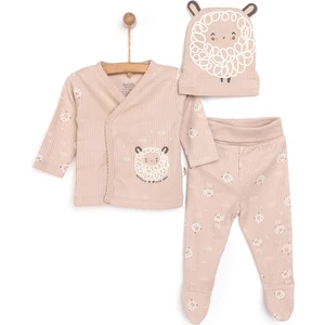Yenidoğan Organic Little Lamb Zıbın-Şapka-Patikli Alt 3lü Set Kız Bebek