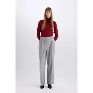 Wide Leg Flanel Kışlık Pantolon Yüksek Bel Geniş Düz Paça Pensli E6127AX24WN