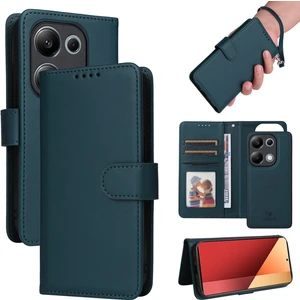 4U Sky Xiaomi Redmi Note 13 Pro 4g Kılıf 2'si 1 Arada Manyetik Çıkarılabilir Deri Cep Telefonu Kapağı-Mavi (Yurt Dışından)