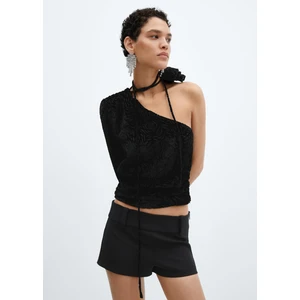 Uzun Çiçekli Kadife Bluz