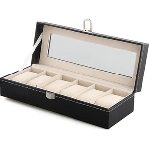 Erkek 6 Yuvalı Deri Takı Saat Gösterisi Kutusu Saklama Ekran Kutusu (Yurt Dışından)