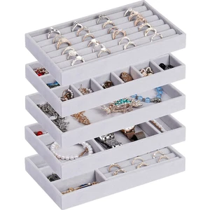 Takı Organizatör Tepsisi, Çekmece Için 5 Adet Istiflenebilir Kadife Takı Organizatör, Takı Depolama Teşhir Tepsileri Vitrin (Yurt Dışından)