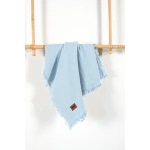 Bebek 2 Kat %100 Pamuk Müslin Örtüsü 100X120 - Bebe Mavi