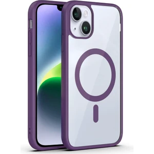 Kzy Apple iPhone 14 Kapak ile Uyumlu Magsafe Wireless Şarj Özellikli Tam Koruma Sert Kılıf - Mor