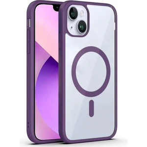 Apple iPhone 13 Kapak ile Uyumlu Magsafe Wireless Şarj Özellikli Tam Koruma Sert Kılıf - Mor