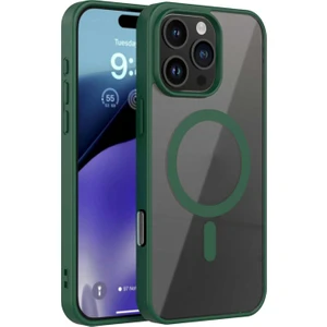 Apple iPhone 16 Promax Kapak ile Uyumlu Magsafe Wireless Şarj Özellikli Tam Koruma Sert Kılıf - Yeşil