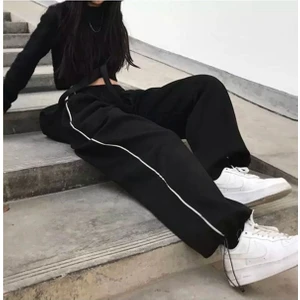Harajuku Zip Detail Black Tracksuit Oversize Eşofman Altı