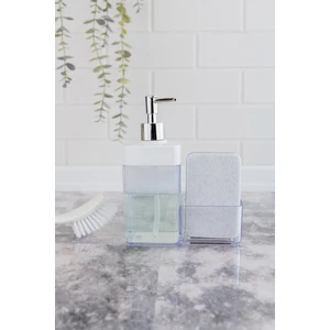 Süngerli Mutfak Sabunluğu & Bulaşık Deterjanlığı, Akrilik Sıvı Sabun Deterjan Şişesi Beyaz