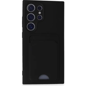 Samsung Galaxy S24 Ultra Uyumlu Arka Kamera Korumalı Kart Koyulabilen Silikon Kartlıklı Kılıf Kapak