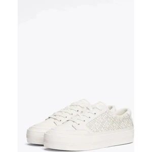 Tommy Hilfiger Kadın Beyaz Vulc Deri Monogram Sneaker