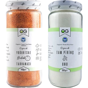 OG natural Organik Yoğurtsuz Bebek Tarhanası ve Organik Tam Pirinç Unu +6 Ay