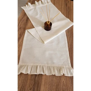 Emtory Home Fırfırlı Keten Runner - 40 x 110  cm  - Krem Fırfırlı Keten Runner