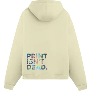 Alex Rosen Krem Unisex Oversize Fit Pamuklu Kapüşonlu Sweatshirt