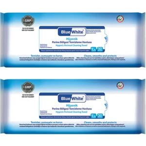 Blue White Antibakteriyel Perine Bölgesi Yıkama Havlusu 50'lik Paket - 2 Paket