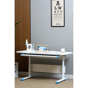 Creo Mobili Yükseklik ve Eğim Ayarlı, Vega Simple Çalışma Masası Çekmecesiz - 130x70 cm, Beyaz/Mavi